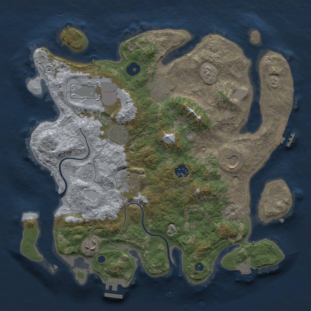 Rust Map: Procedural Map, Size: 3500, Seed: 1590399855, 14 Monuments