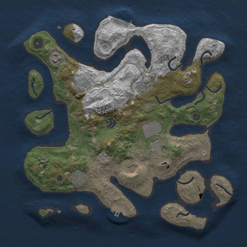Rust Map: Procedural Map, Size: 3500, Seed: 889013406, 16 Monuments