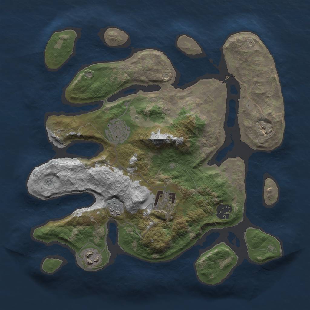 Rust Map: Barren, Size: 3000, Seed: 1618726710, 8 Monuments