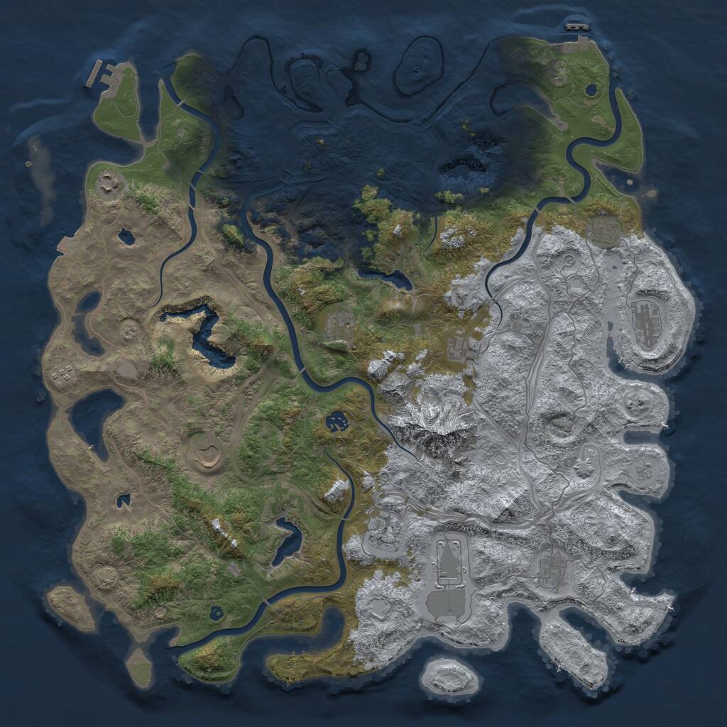 Rust Map: Procedural Map, Size: 5000, Seed: 1915299505, 17 Monuments