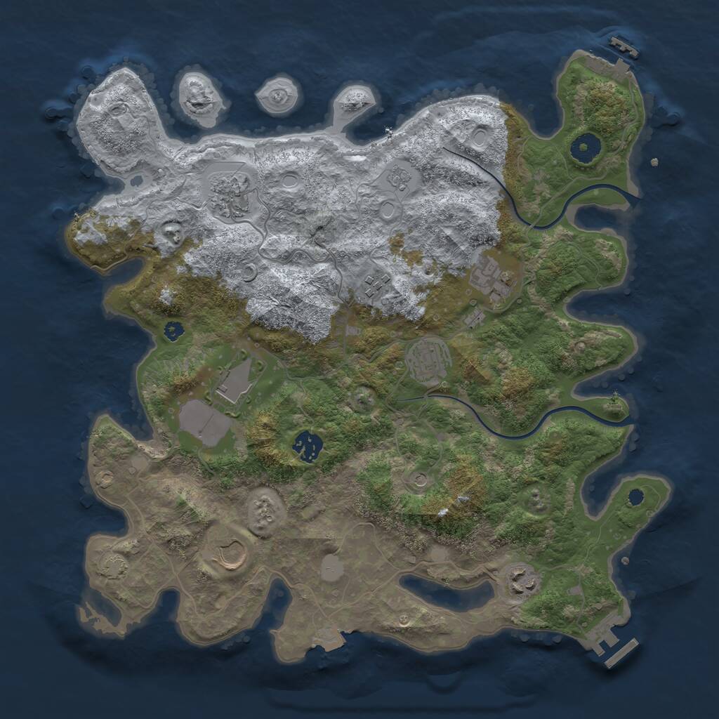 Rust Map: Procedural Map, Size: 3700, Seed: 1371994116, 14 Monuments