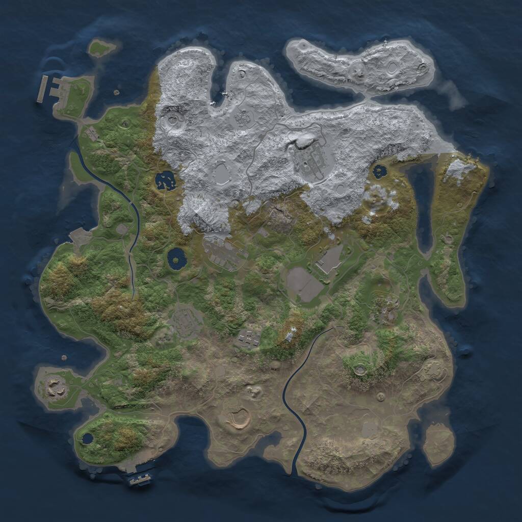 Rust Map: Procedural Map, Size: 3800, Seed: 7273636, 15 Monuments