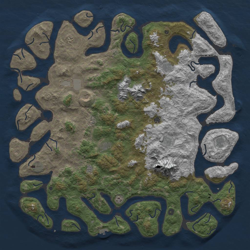 Rust Map: Procedural Map, Size: 6000, Seed: 708755437, 19 Monuments