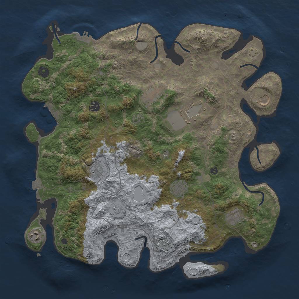 Rust Map: Procedural Map, Size: 4000, Seed: 33734101, 17 Monuments