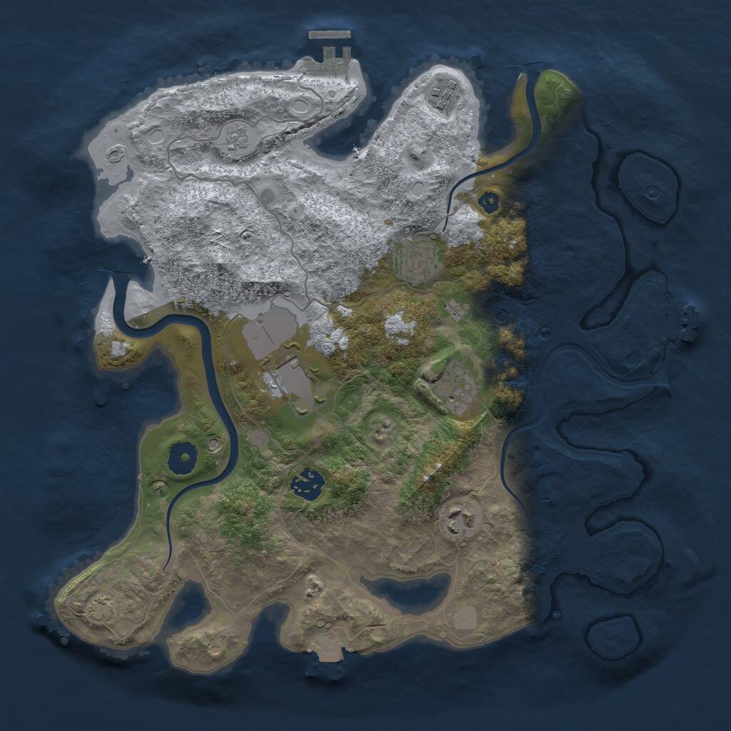 Rust Map: Procedural Map, Size: 3500, Seed: 5945836, 12 Monuments