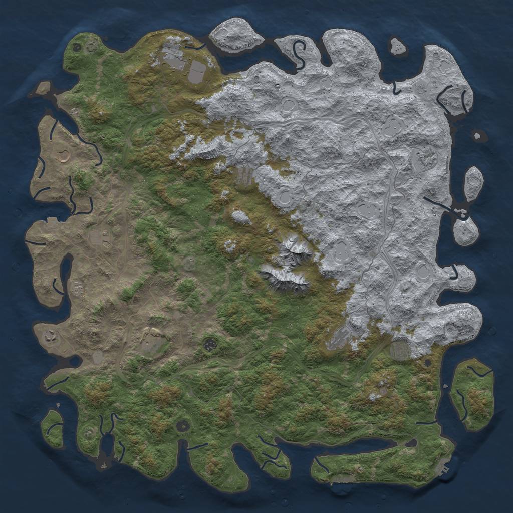 Rust Map: Procedural Map, Size: 6000, Seed: 393760695, 19 Monuments