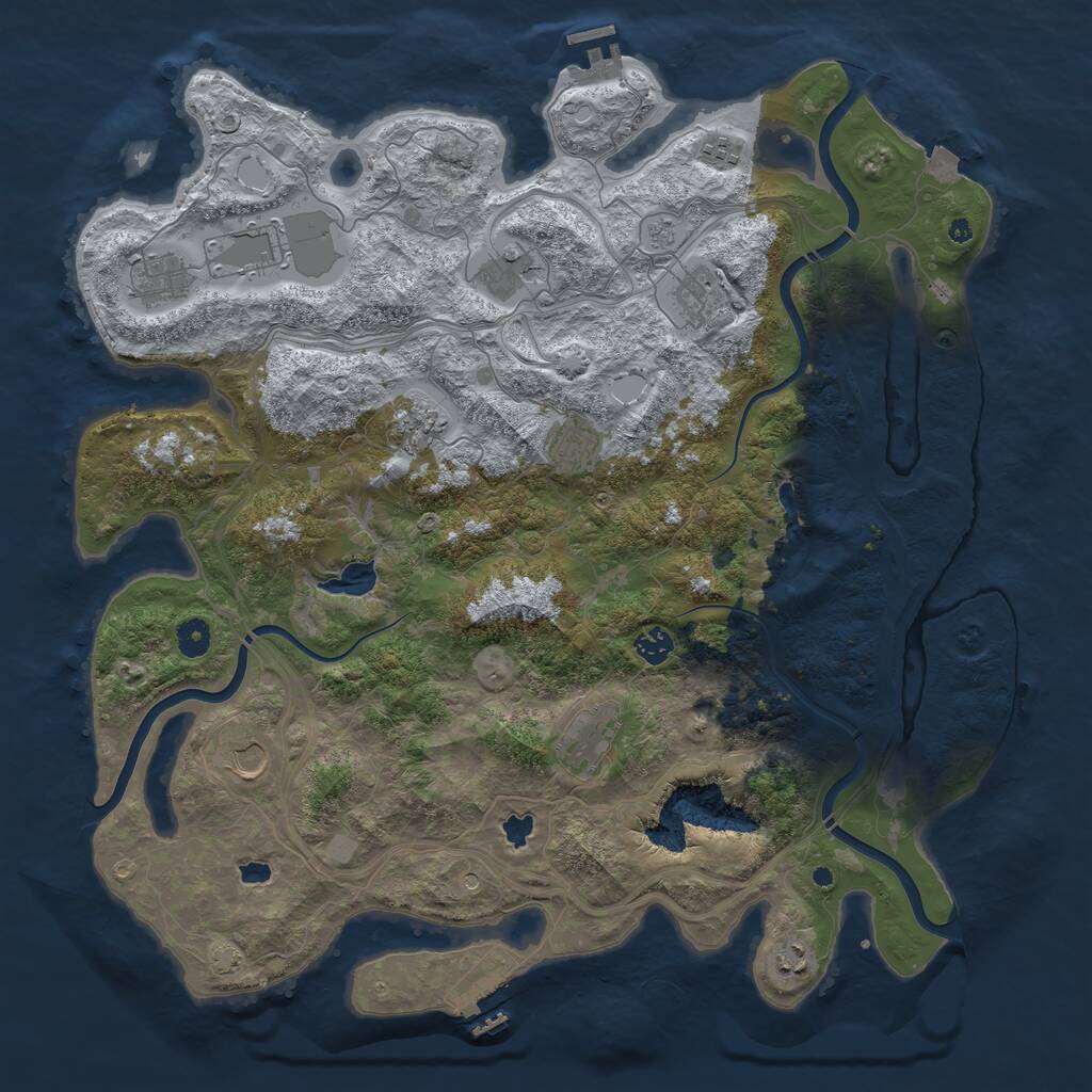Rust Map: Procedural Map, Size: 4500, Seed: 1976, 17 Monuments
