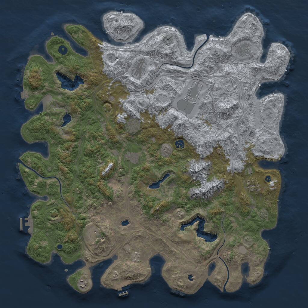 Rust Map: Procedural Map, Size: 5000, Seed: 50501, 16 Monuments