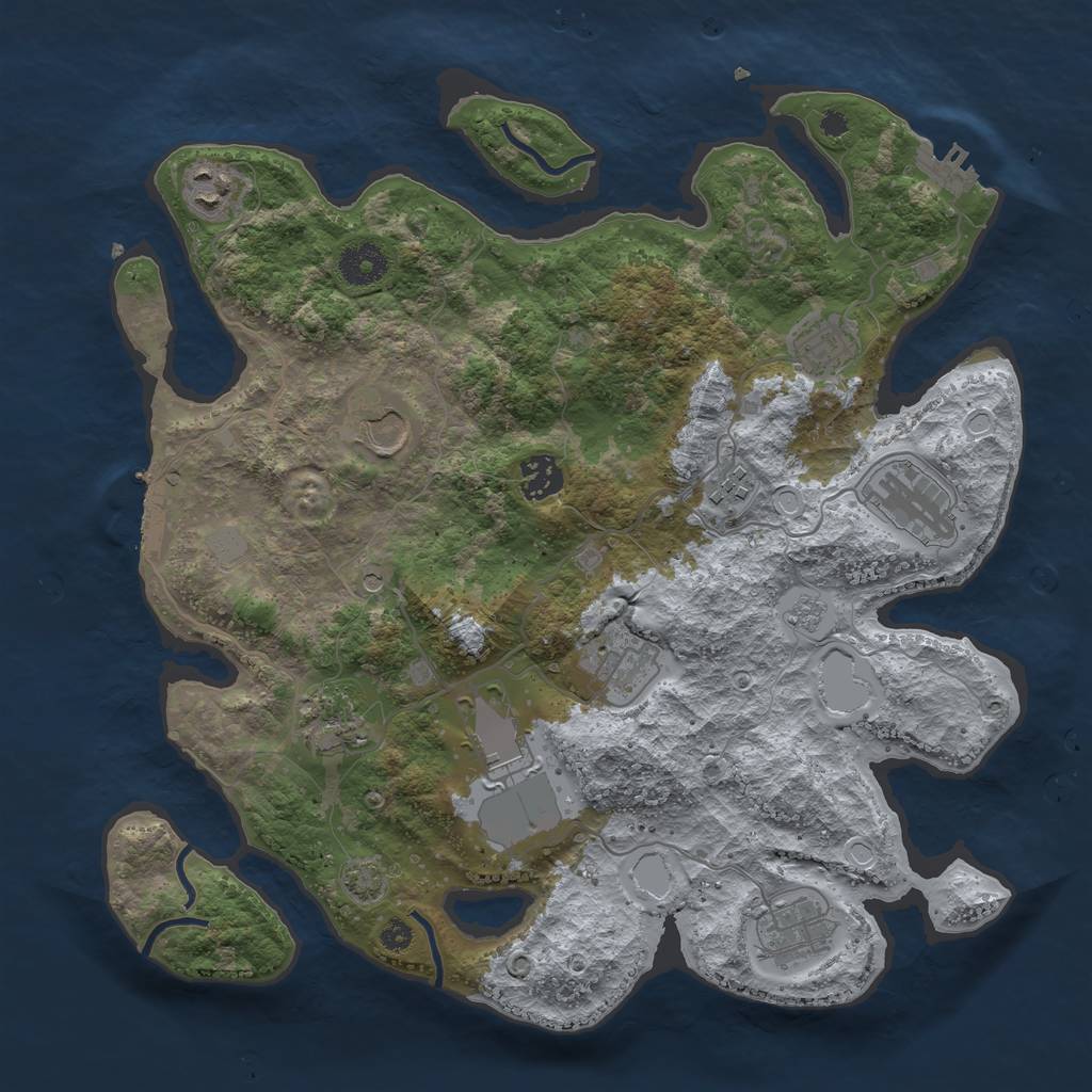 Rust Map: Procedural Map, Size: 3600, Seed: 3456546, 18 Monuments