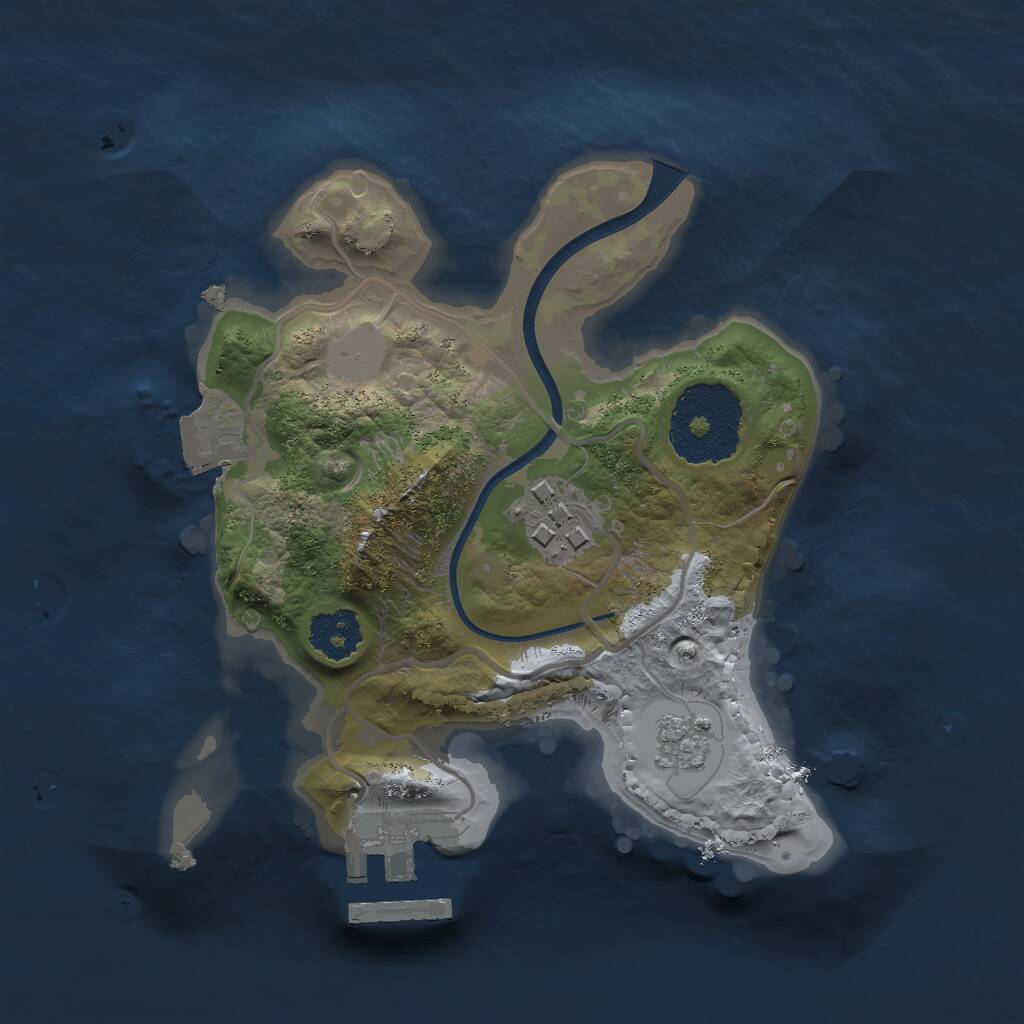 Rust Map: Procedural Map, Size: 2000, Seed: 50550, 4 Monuments