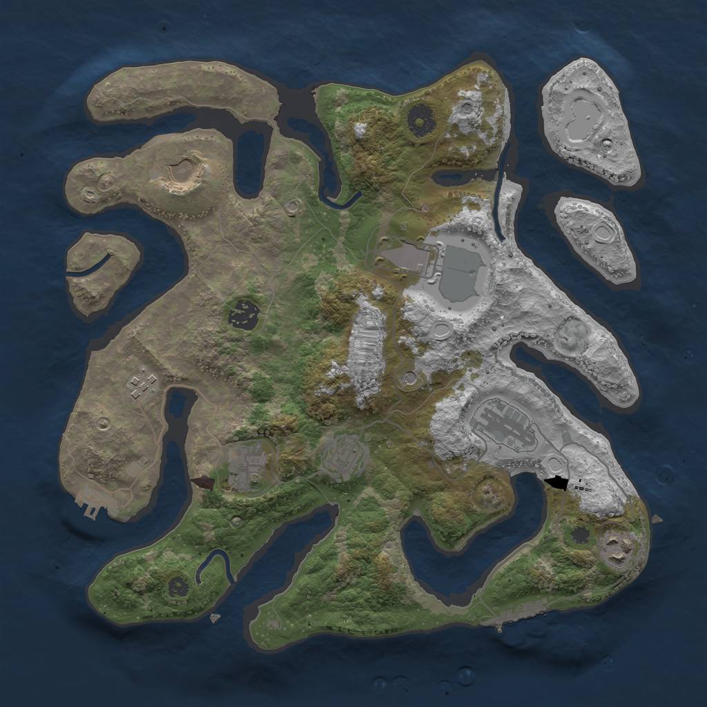 Rust Map: Procedural Map, Size: 3500, Seed: 10435019, 16 Monuments