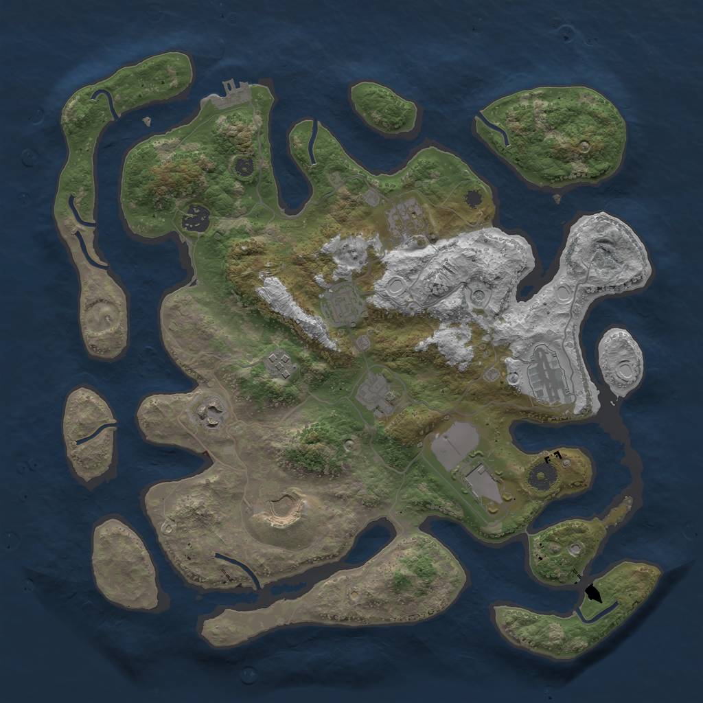 Rust Map: Procedural Map, Size: 3800, Seed: 9900, 16 Monuments