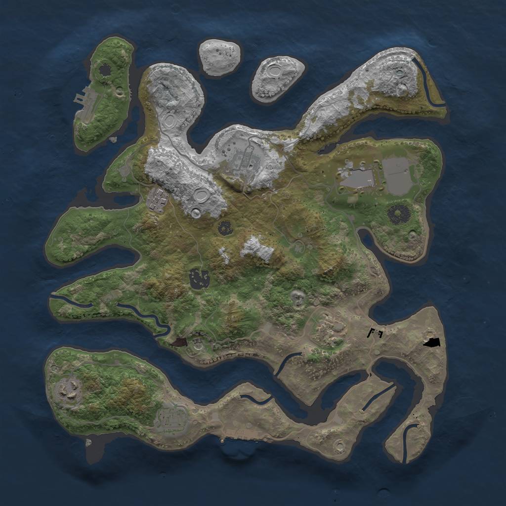 Rust Map: Procedural Map, Size: 3500, Seed: 18903576, 15 Monuments
