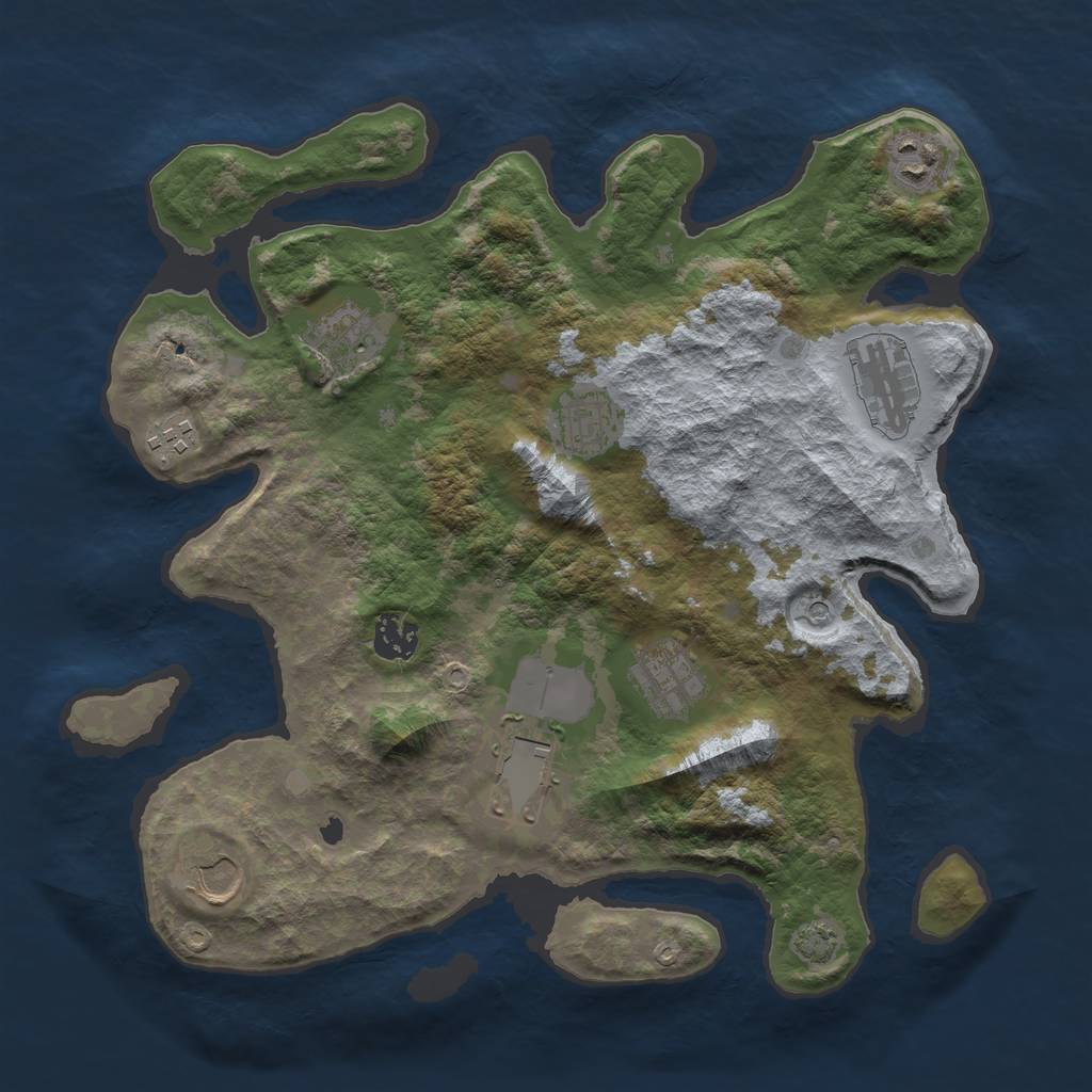 Rust Map: Barren, Size: 3500, Seed: 1337, 13 Monuments
