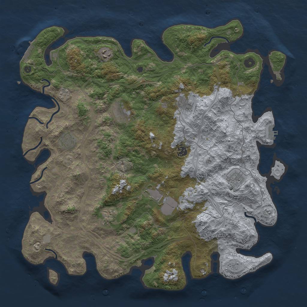 Rust Map: Procedural Map, Size: 4500, Seed: 6577, 16 Monuments