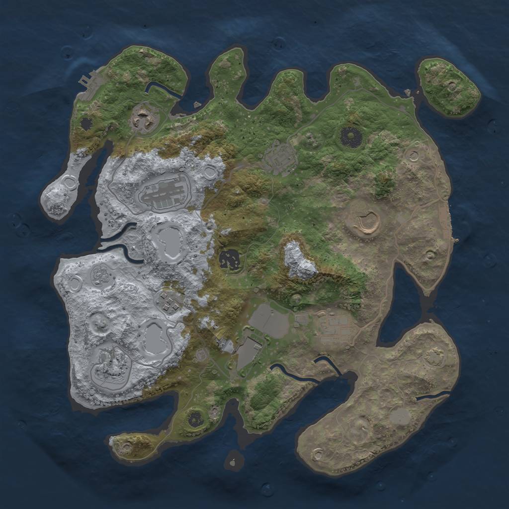 Rust Map: Procedural Map, Size: 3500, Seed: 75739339, 17 Monuments