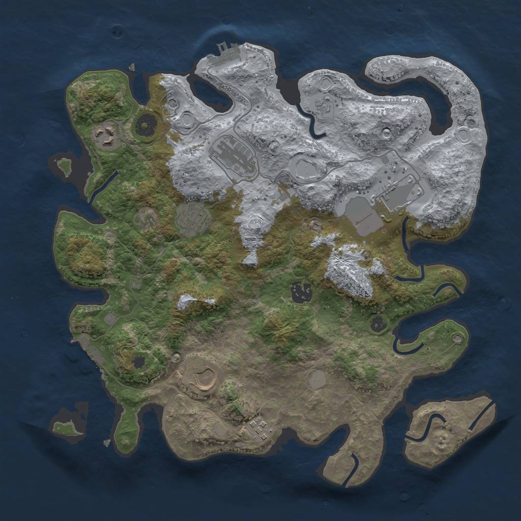 Rust Map: Procedural Map, Size: 3500, Seed: 327425479, 14 Monuments