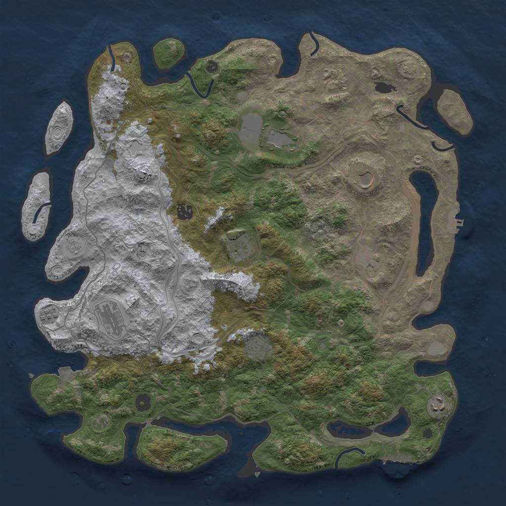 Rust Map: Procedural Map, Size: 4500, Seed: 6485, 18 Monuments