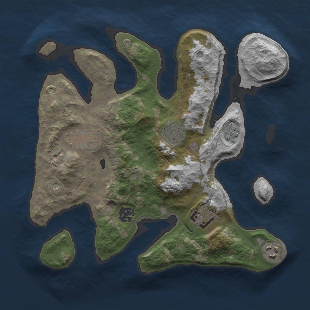 Rust Map: Barren, Size: 3000, Seed: 1959698898, 9 Monuments