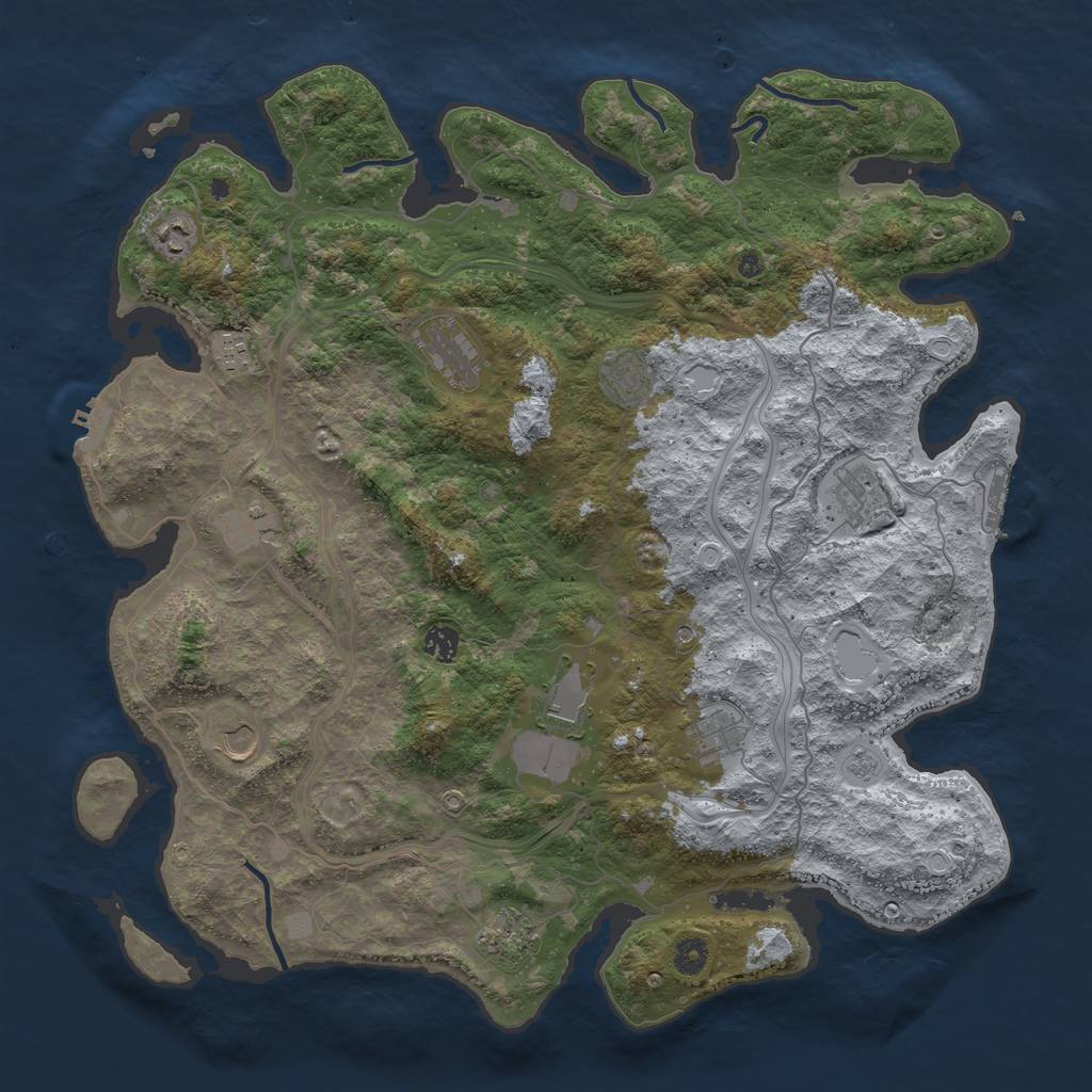 Rust Map: Procedural Map, Size: 4500, Seed: 1474, 18 Monuments
