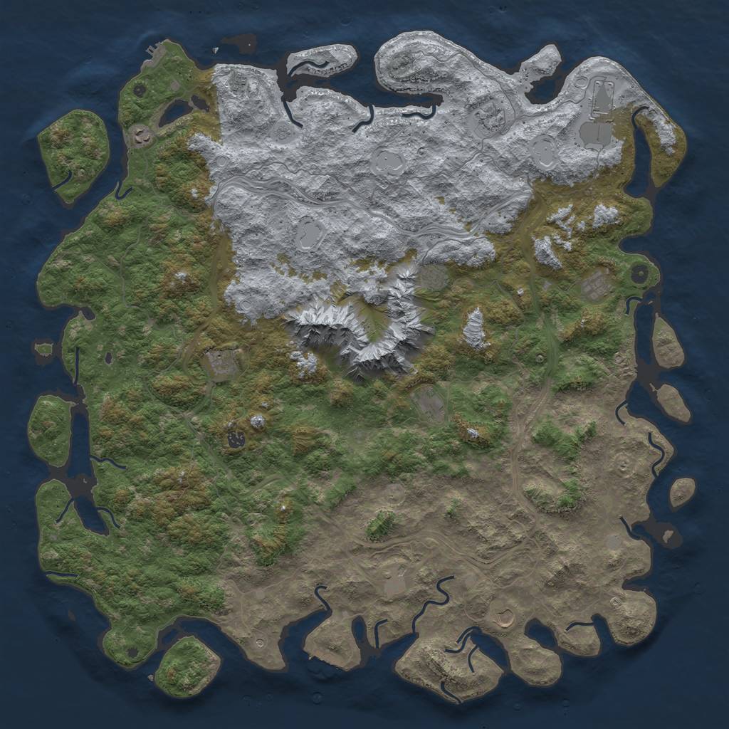 Rust Map: Procedural Map, Size: 6000, Seed: 1104703245, 18 Monuments