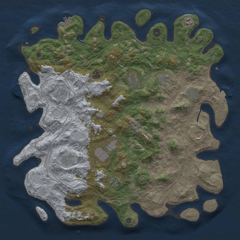 Rust Map: Procedural Map, Size: 4500, Seed: 32074630, 19 Monuments