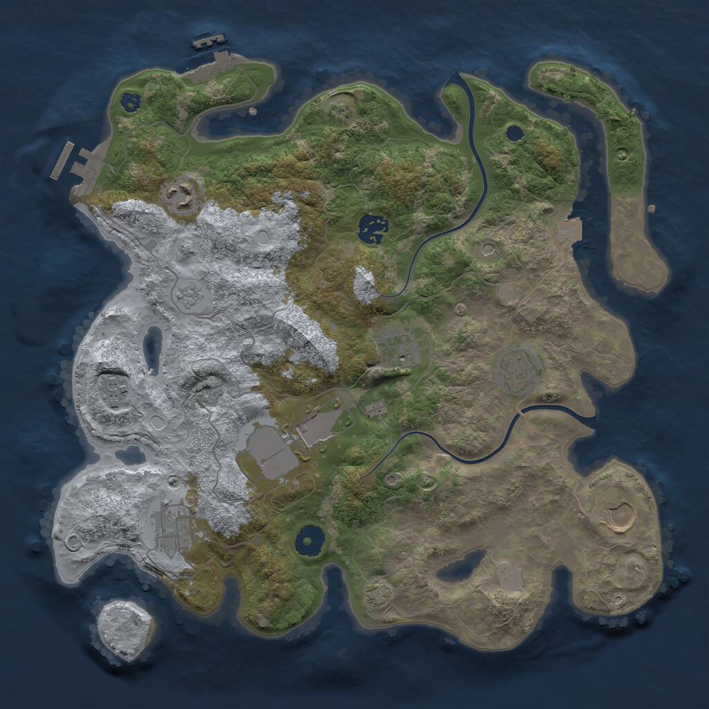 Rust Map: Procedural Map, Size: 3500, Seed: 246565, 14 Monuments
