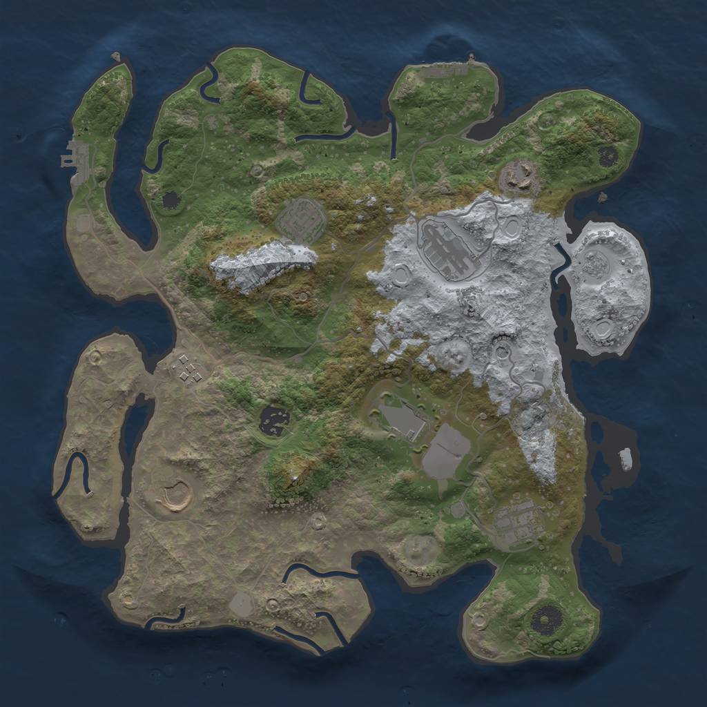Rust Map: Procedural Map, Size: 3500, Seed: 108321523, 15 Monuments