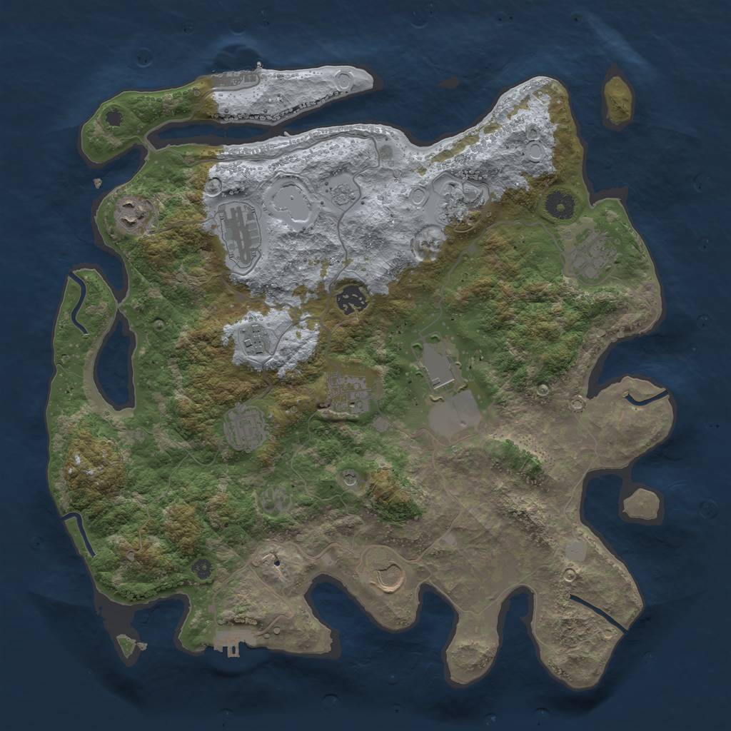 Rust Map: Procedural Map, Size: 3800, Seed: 7327660, 17 Monuments