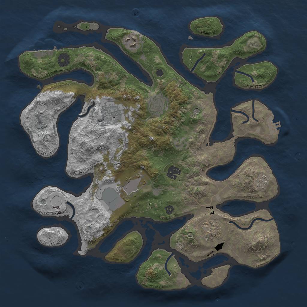 Rust Map: Procedural Map, Size: 3500, Seed: 3564715, 15 Monuments
