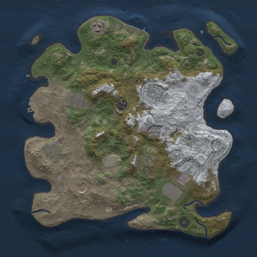 Rust Map: Procedural Map, Size: 3500, Seed: 1300731013, 18 Monuments