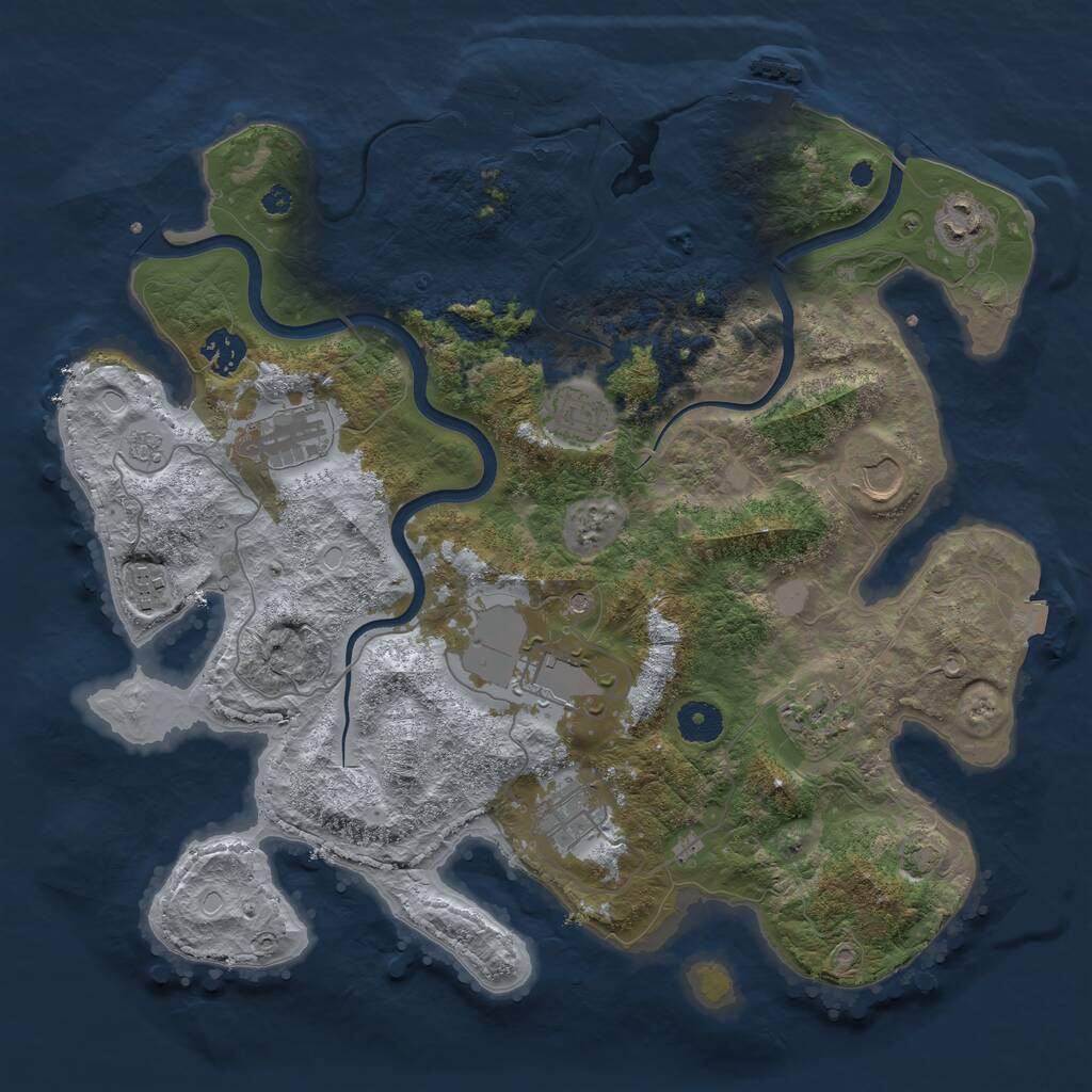 Rust Map: Procedural Map, Size: 3750, Seed: 801061822, 15 Monuments