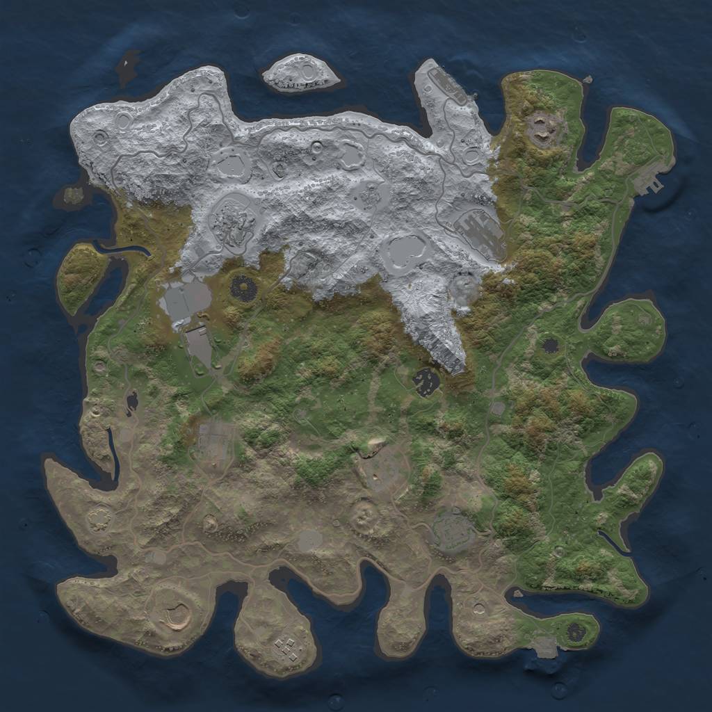 Rust Map: Procedural Map, Size: 4000, Seed: 2125349486, 18 Monuments