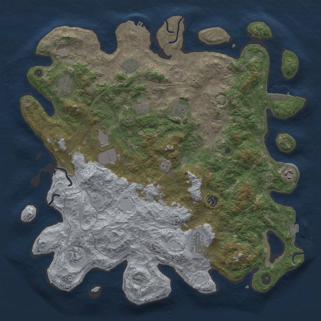 Rust Map: Procedural Map, Size: 4500, Seed: 1395310943, 18 Monuments