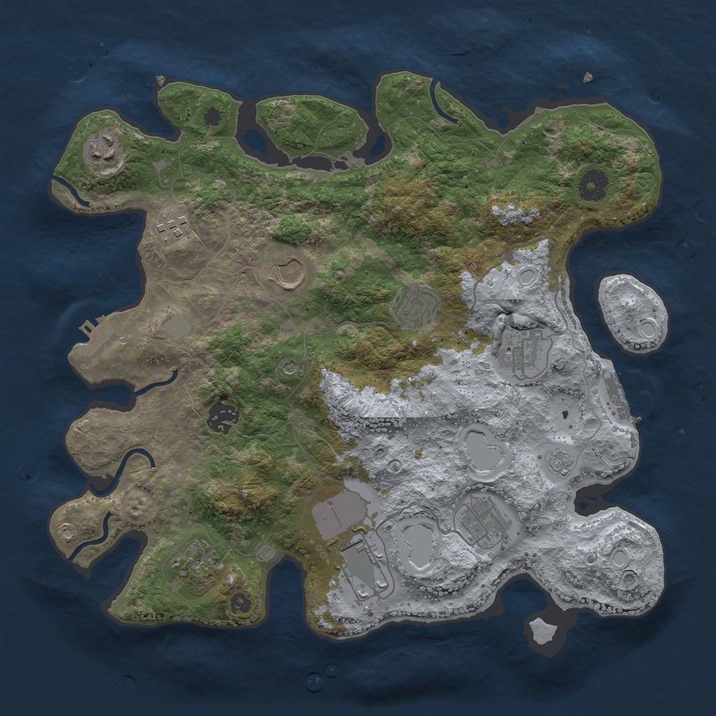 Rust Map: Procedural Map, Size: 3500, Seed: 45757, 16 Monuments