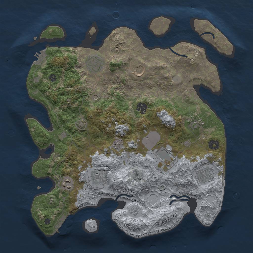 Rust Map: Procedural Map, Size: 3500, Seed: 2097612029, 17 Monuments