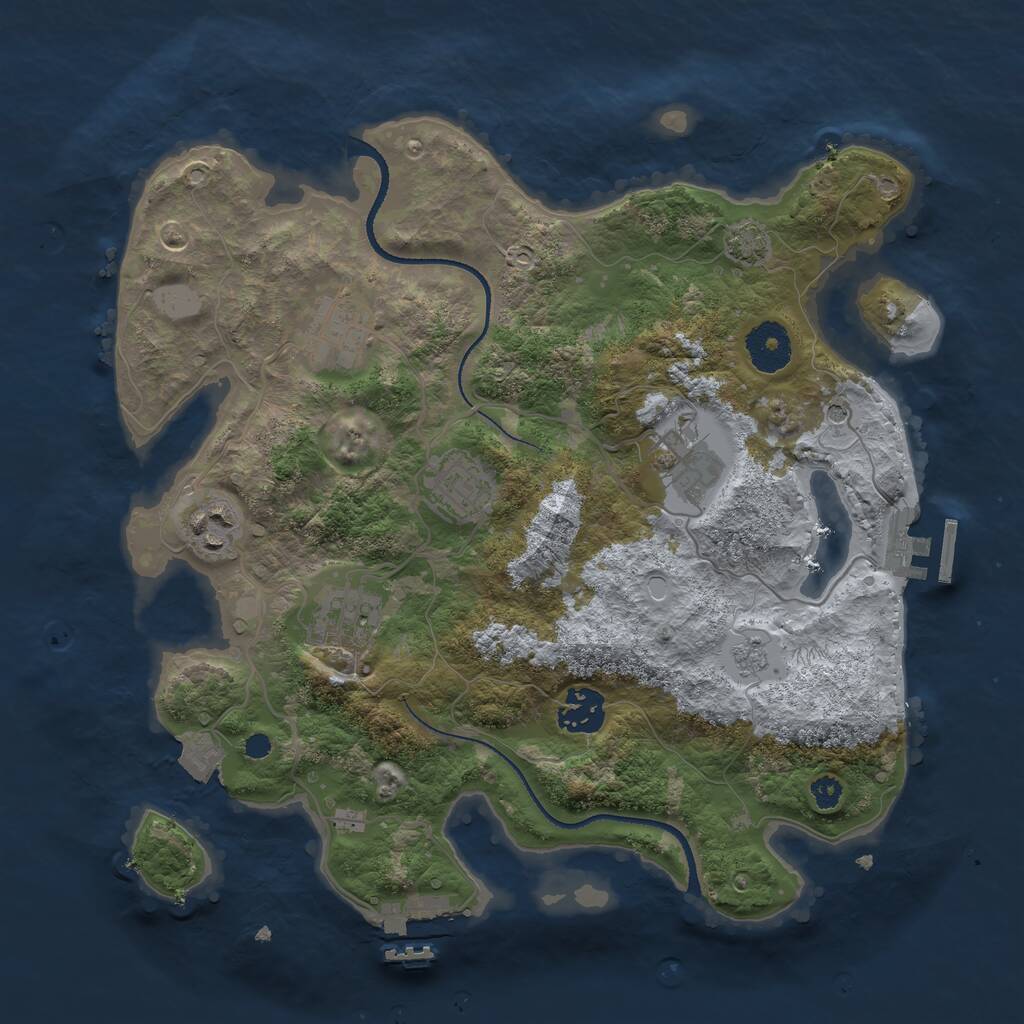 Rust Map: Procedural Map, Size: 3250, Seed: 59, 12 Monuments