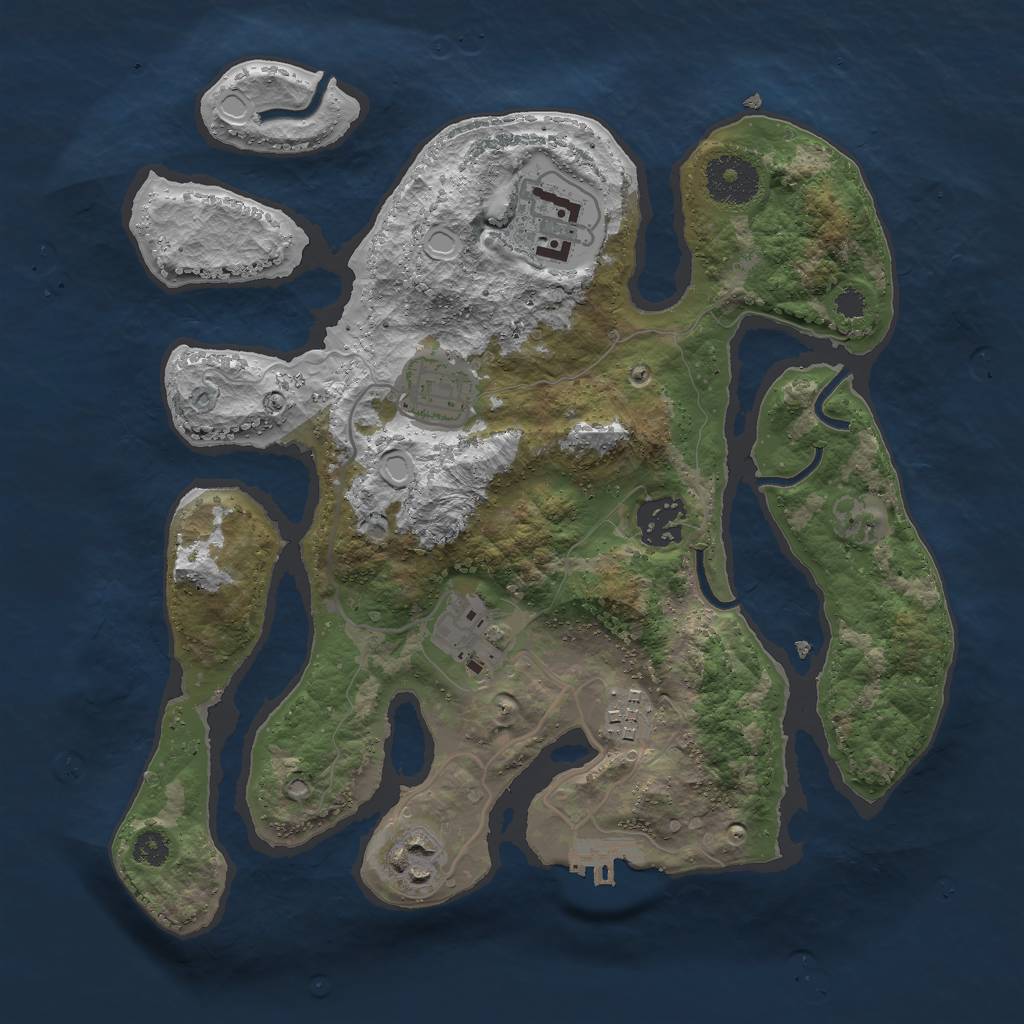 Rust Map: Procedural Map, Size: 3000, Seed: 464829931, 12 Monuments