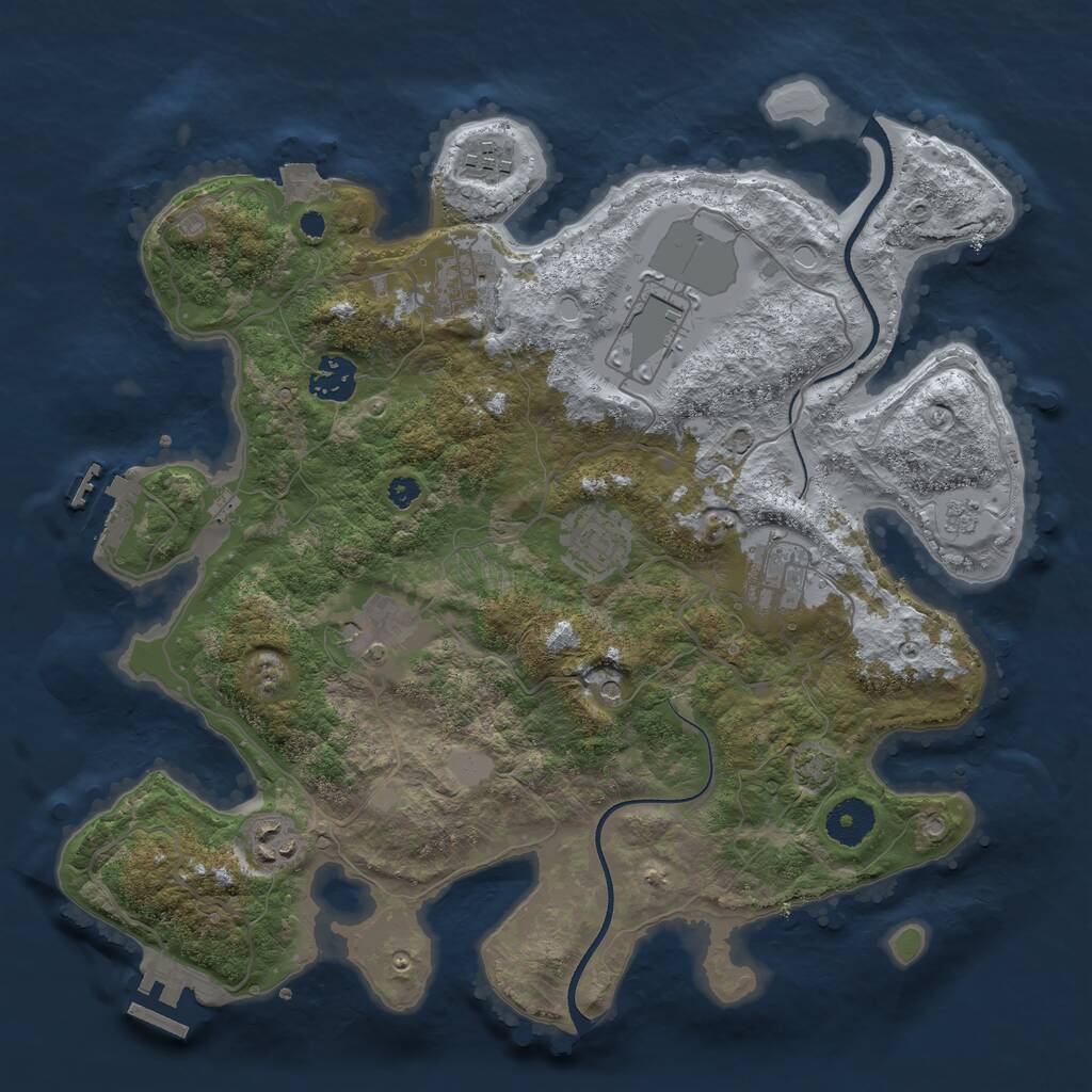 Rust Map: Procedural Map, Size: 3500, Seed: 2704882, 14 Monuments