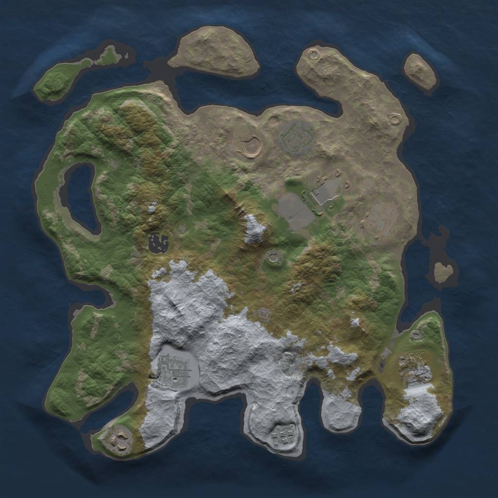Rust Map: Barren, Size: 3500, Seed: 93039, 12 Monuments
