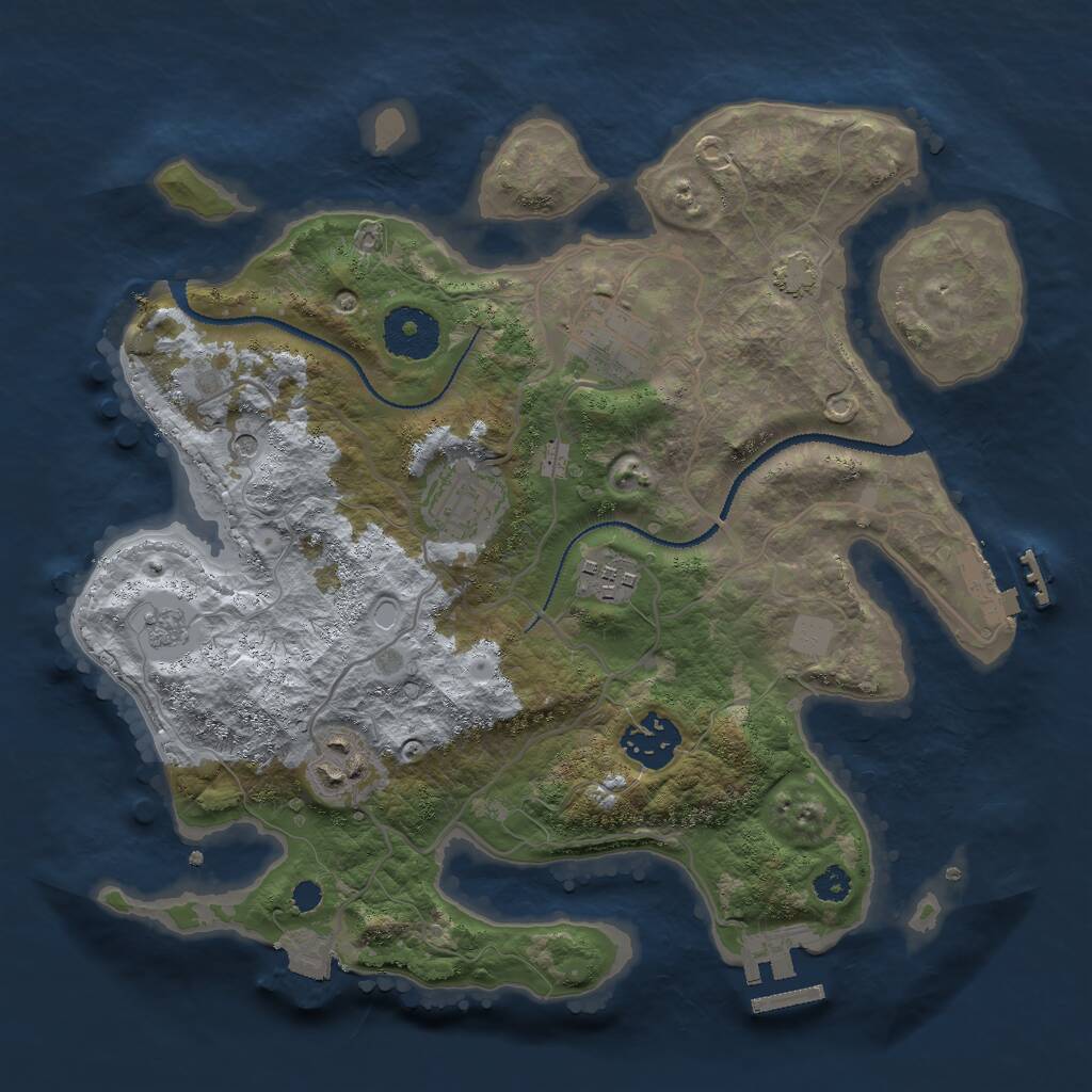 Rust Map: Procedural Map, Size: 3000, Seed: 1376646636, 11 Monuments