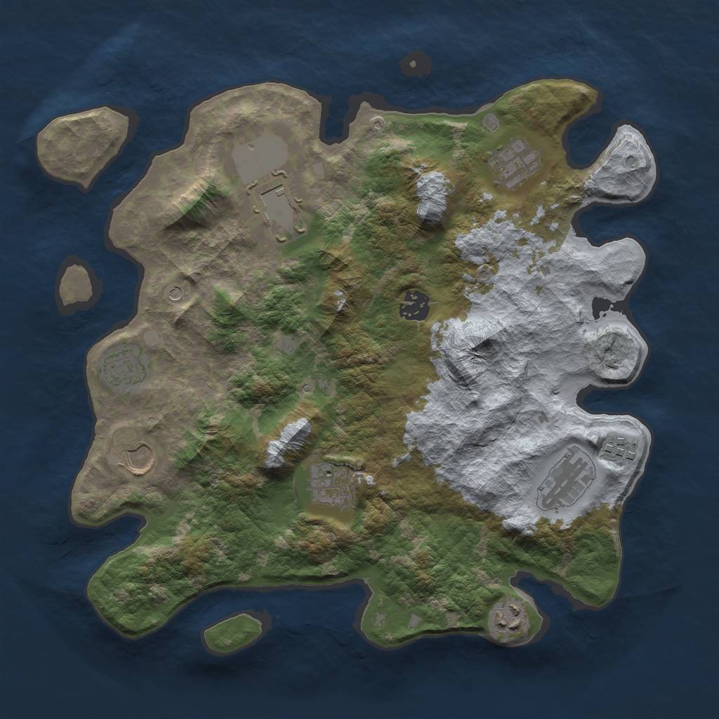 Rust Map: Barren, Size: 3500, Seed: 753898273, 12 Monuments
