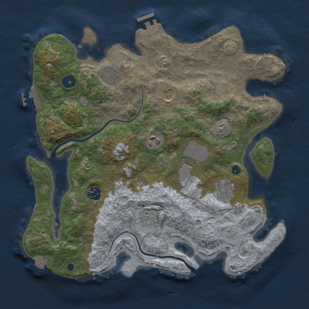Rust Map: Procedural Map, Size: 3500, Seed: 632570736, 13 Monuments