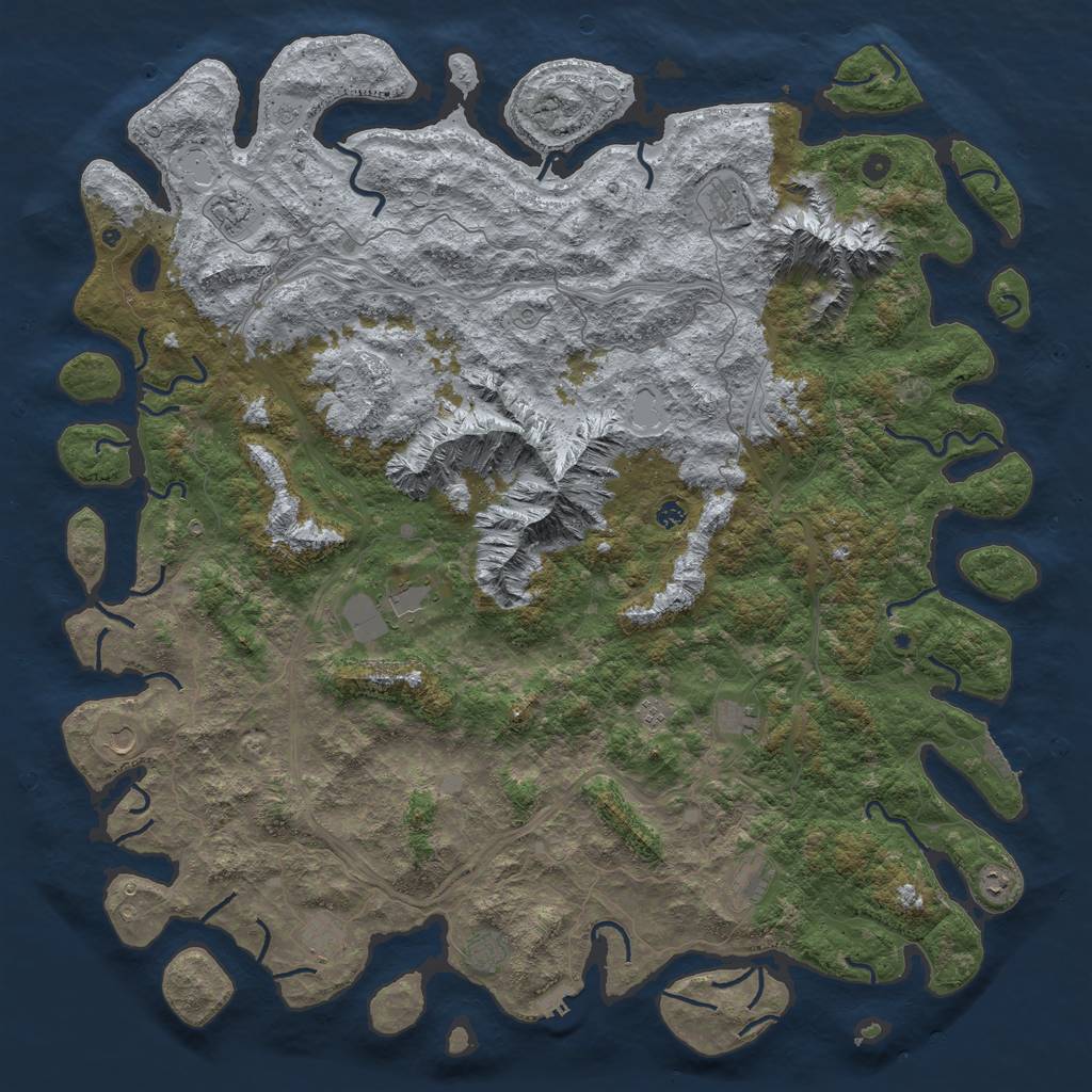 Rust Map: Procedural Map, Size: 6000, Seed: 289771, 18 Monuments