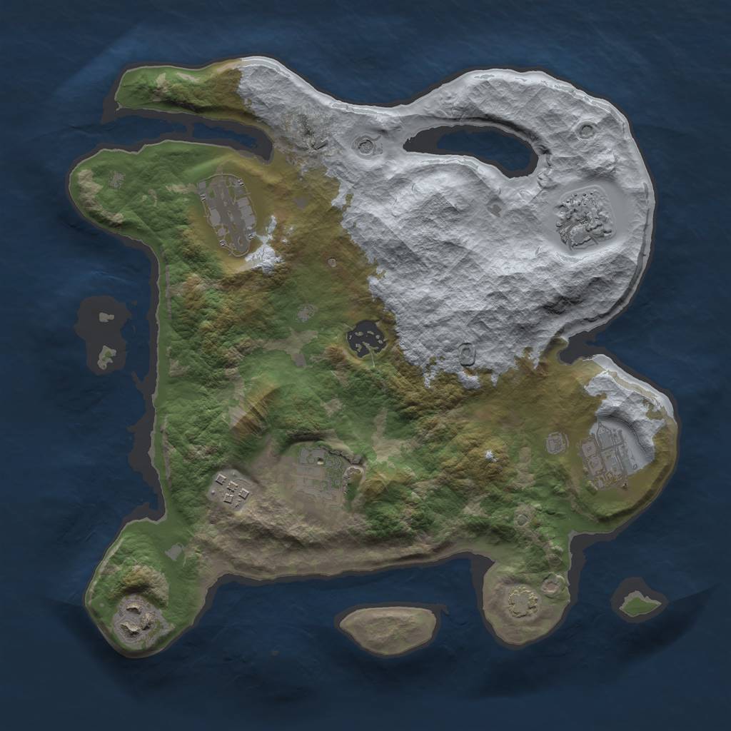 Rust Map: Barren, Size: 3000, Seed: 117340853, 11 Monuments