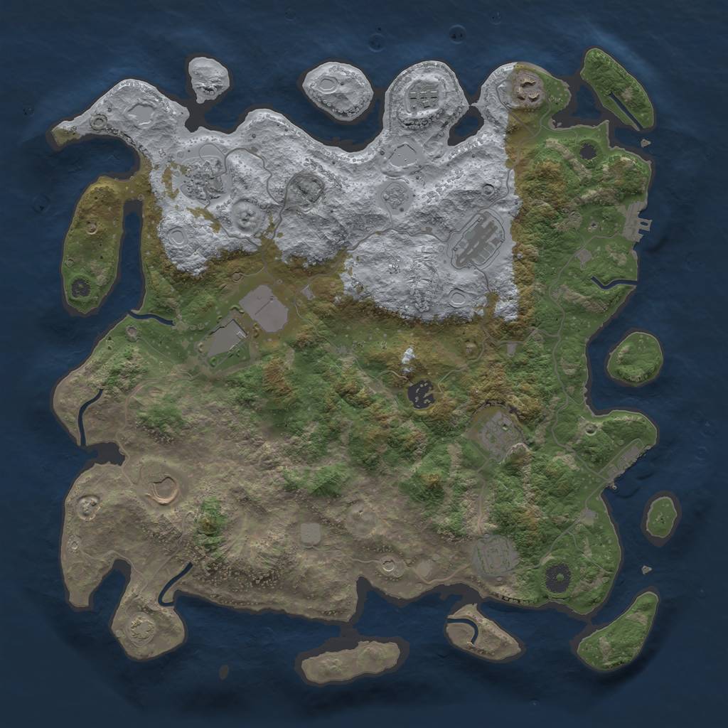 Rust Map: Procedural Map, Size: 3950, Seed: 973225158, 17 Monuments