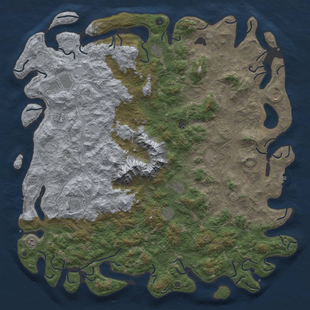 Rust Map: Procedural Map, Size: 6000, Seed: 28616774, 18 Monuments