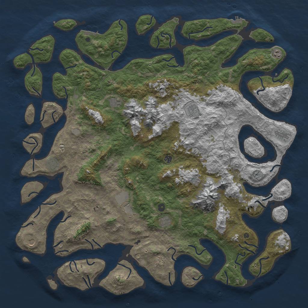 Rust Map: Procedural Map, Size: 6000, Seed: 77490253, 19 Monuments