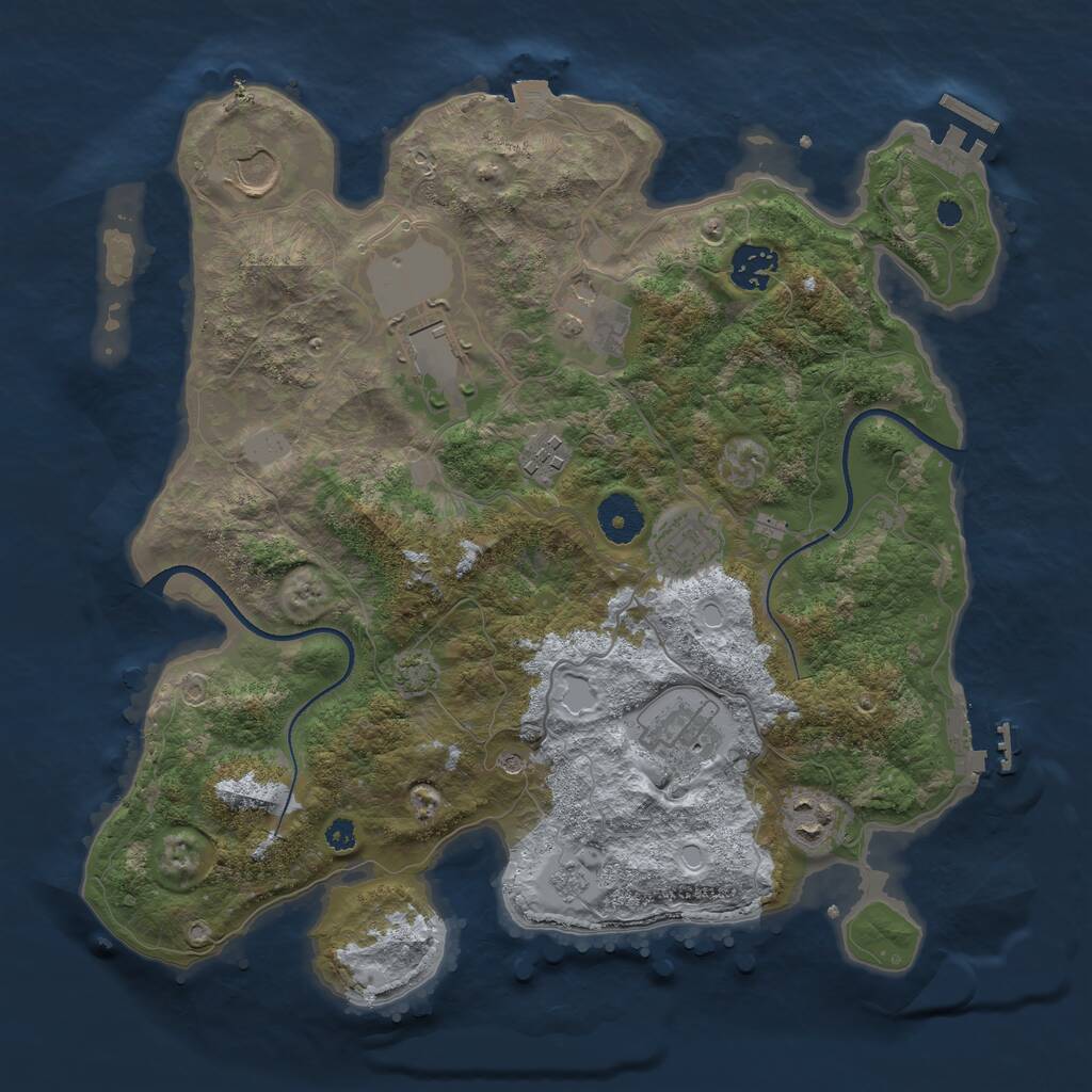 Rust Map: Procedural Map, Size: 3500, Seed: 1342646822, 14 Monuments