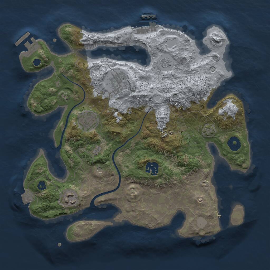 Rust Map: Procedural Map, Size: 3000, Seed: 1618472565, 10 Monuments